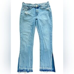 American Eagle Women’s Flare Jeans – Size 8 Reg – Light Wash, Raw Hem